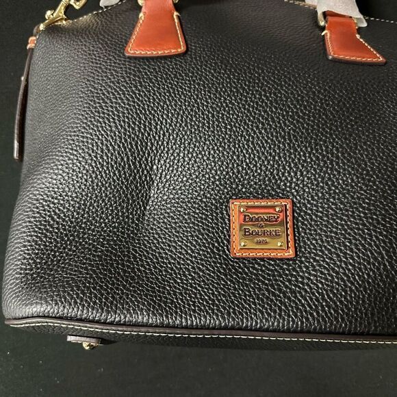 New Dooney and Bourke Black Pebble Grain Domed Satchel - Picture 2 of 12